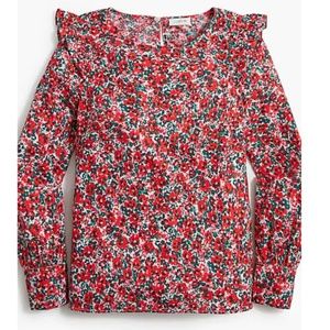 J. Crew Petite cotton poplin ruffle top NWOT